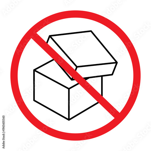 Prohibited box icon. No storage symbol. Restricted package Vector. Red circle sign. Manual vector only. No autotrace used.