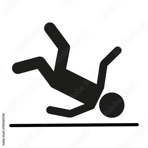 Person falling forward. Face down Vector. Ground impact symbol. Accident injury icon.
