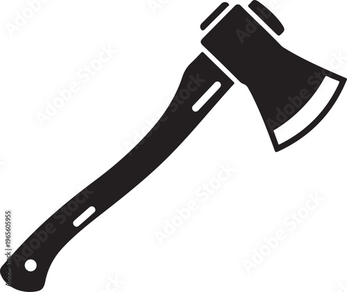 Axe Black Silhouette Vector Woodcutting Tool Icon Illustration