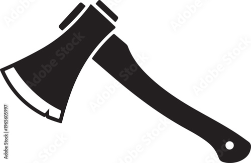 Axe Black Silhouette Vector Woodcutting Tool Icon Illustration