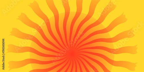 Funky Sunrise Gradient Pattern. Ray Summer Sun Background. Vector Wave Abstract Sunburst. Groovy  Wavy Texture.