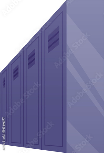 School locker flat style, strongboxes row, wardrobe closet metal furniture, gym cabinet vector cartoon storage furniture