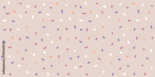 Aesthetic seamless pattern with soft pink sprinkles on neutral beige background