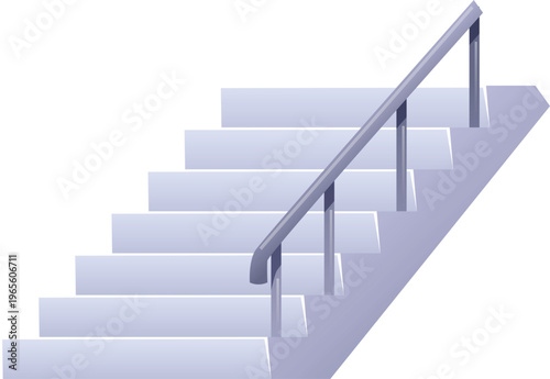 Stairs and railing flat vector design, stair steps with banister, cartoon concrete staircase, stairway with handrail