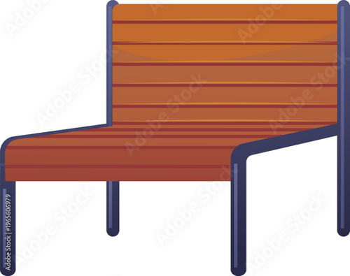 Wooden bench flat icon, street lounge furniture, vector flat cartoon terrace seat, outside furnishing for relaxation