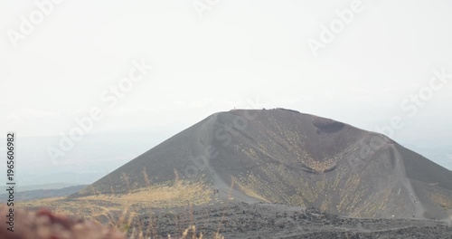 Massive volcanic mount of black rocks near Etna Volcano, Sicily, Italy, 4k