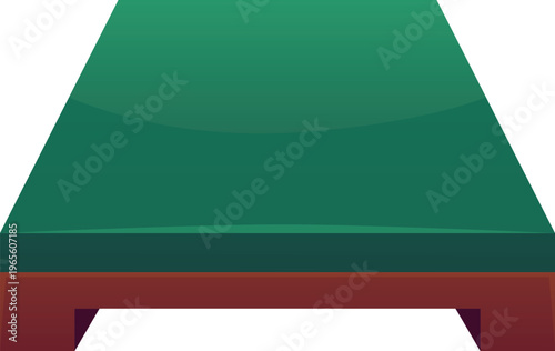 Meditation kneeling bench furniture, vector flat Buddhist temple seating platform, wooden floor cushion with green top