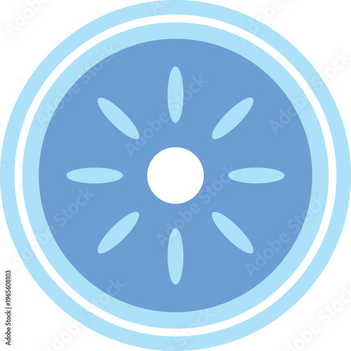 Picture with floral round ornament, blue sparkle star pattern in circle, paint art, vector interior design decoration