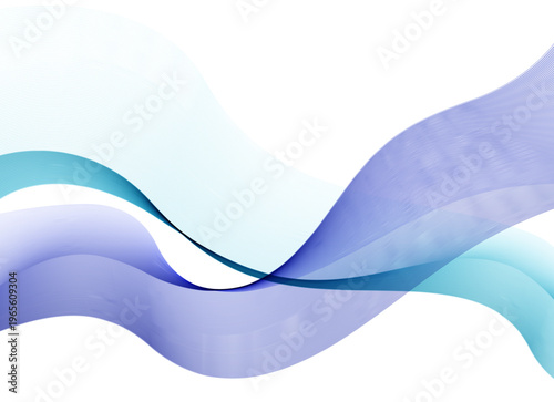 滑らかなグラデーションと細線が重なる青系ウェーブの抽象背景（テクノロジー・未来感のあるデザイン素材）