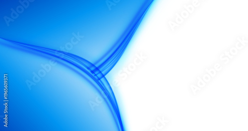 透明感のあるブルーグラデーションと流線が交差する未来的で滑らかな抽象背景デザイン