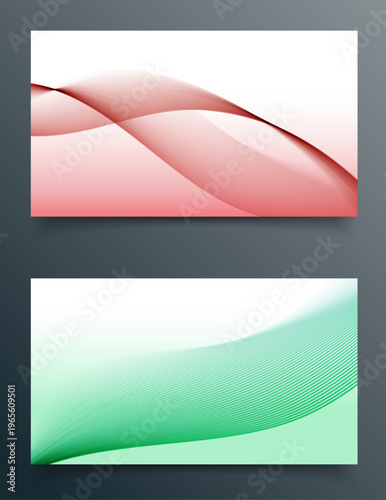 赤と緑のグラデーションウェーブが美しく交差する高級感のあるモダンな抽象背景バナーデザイン