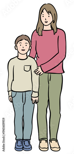 仲が良い母と子のイラスト