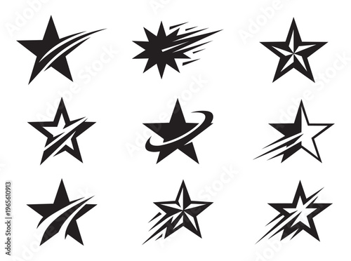 Dynamic starburst shooting stars icon collection