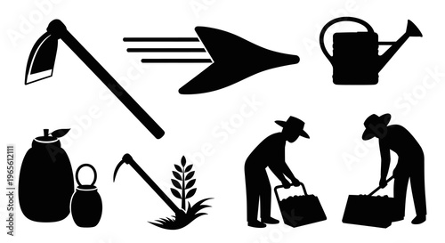 Farming Icon Set - Black  White Glyph Style