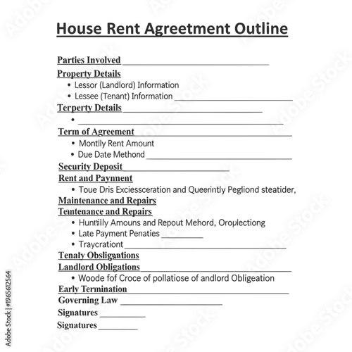 House rent agreement document outline graphic