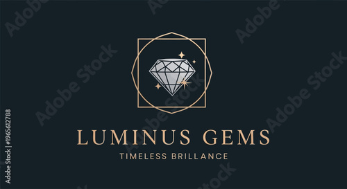 Luminus Gems logo with diamond and gold design.
