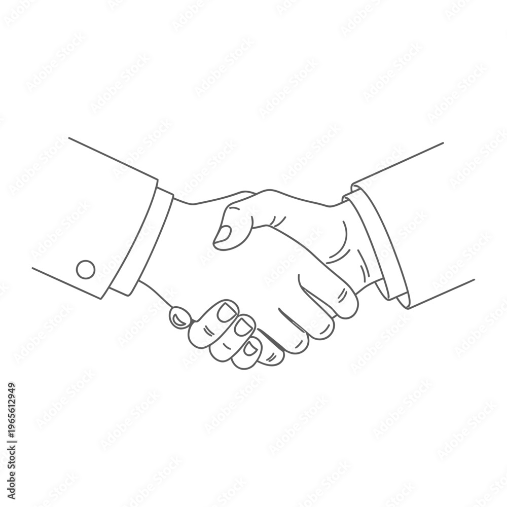 Fototapeta premium Professional business handshake line drawing