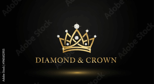 Luxury crown logo with diamond.