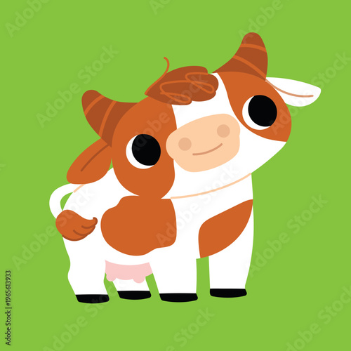 Cute cow in cartoon style. Vector animal character from the farm for kids.