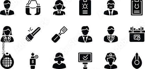 Professional people icons: businessmen, women, and office worker symbols