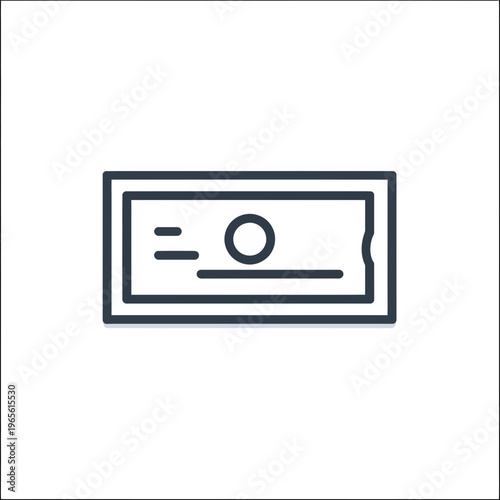 Minimalist Banking Cheque Icon Isolated