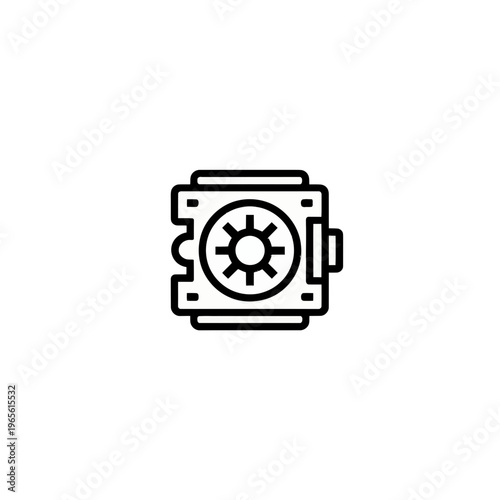 Minimalist bank vault icon isolated on white background