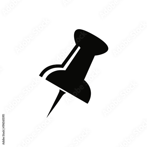 Minimalist Push Pin Icon – Modern Black Thumbtack Silhouette Vector Design