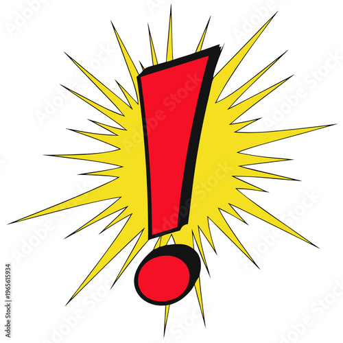 Comic Style Exclamation Mark Icon – Bold Warning Pop Art Burst Vector Design