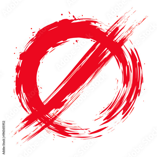 Hand Painted Prohibition Symbol – Red Brushstroke No Sign Abstract Warning Icon
