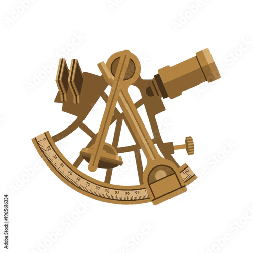 Modern vintage sextant design with clean styling and clear functional character, created for editorial graphics, posters, and marketing materials
