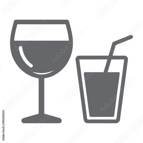 Vector of a wine glass and a cold beverage with a straw