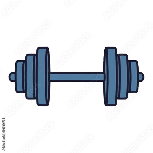 Stylized fitness dumbbell artwork featuring balanced shapes and modern illustrative charm, perfect for editorial graphics, posters, and marketing materials