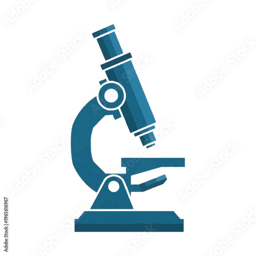Stylized laboratory microscope artwork featuring clean styling and clear functional character, perfect for editorial graphics, posters, and marketing materials