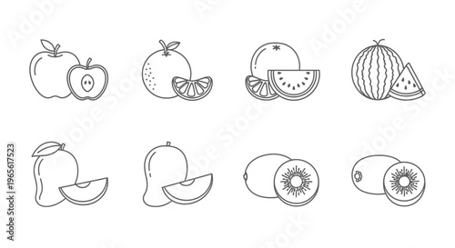 Variety of Fresh Fruit Illustrations.