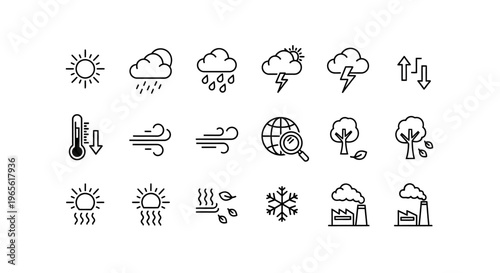Weather forecast icons on white background.