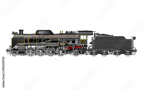 蒸気機関車D51のベクターイラスト