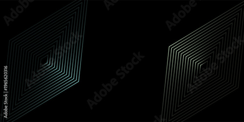 Black abstract background with overlapping glowing green and blue lines. Modern graphic design with a futuristic techno concept for website, poster, brochure, banner, and flyer. VOL. 2