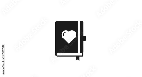 Black book with heart symbol.