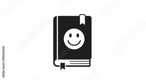 Black book with smiley face.