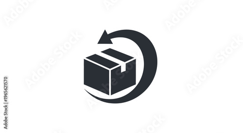 Black box with curved arrow around.