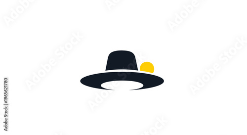 Black fedora hat with white band.