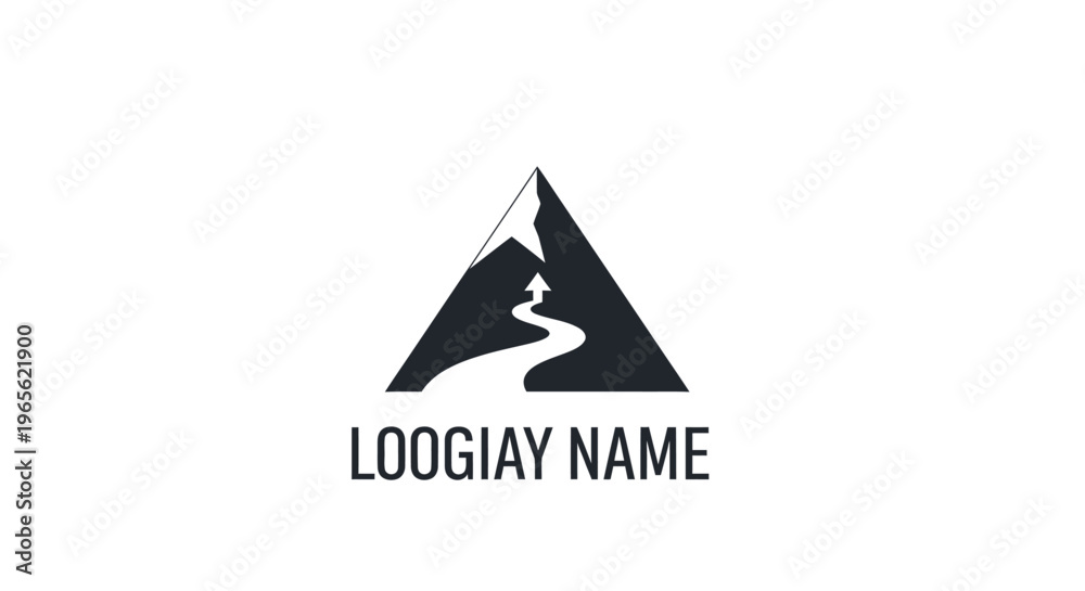 Fototapeta premium Black mountain logo with river.