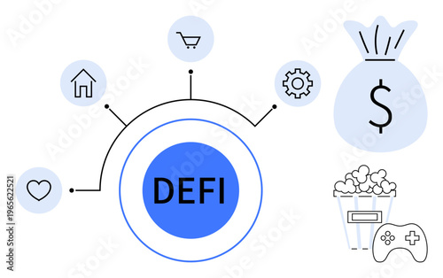 Принти на полотні Decentralized finance, technology evolution, digital economy, financial management, online transactions, gaming