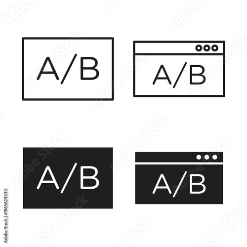 A B test icon vector logo set flat and stroke lines
