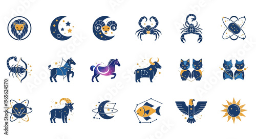 Zodiac signs and symbols collection.