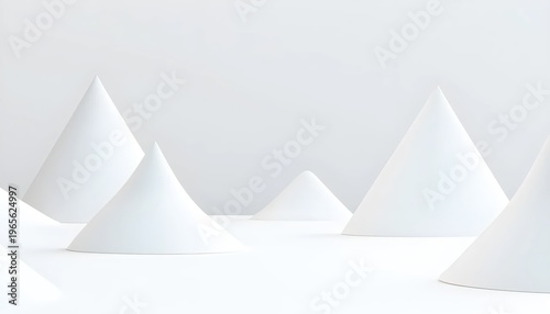 High Contrast Geometric Mountain Abstract White 3D Design