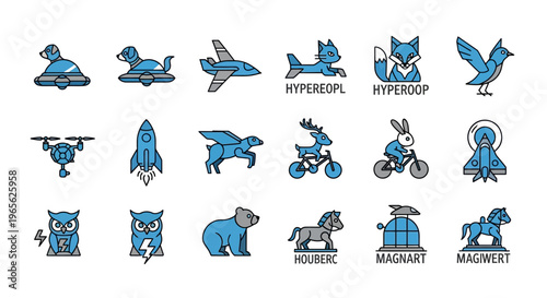 Collection of various animal icons.