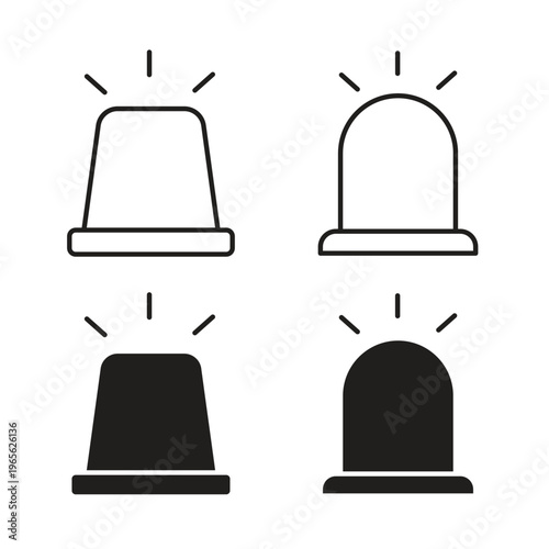 Ambulance siren icon vector logo set flat and stroke lines