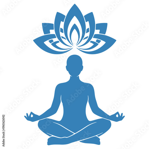 Meditation Mindfulness Concept Vector Calm Person Yoga Pose Illustration