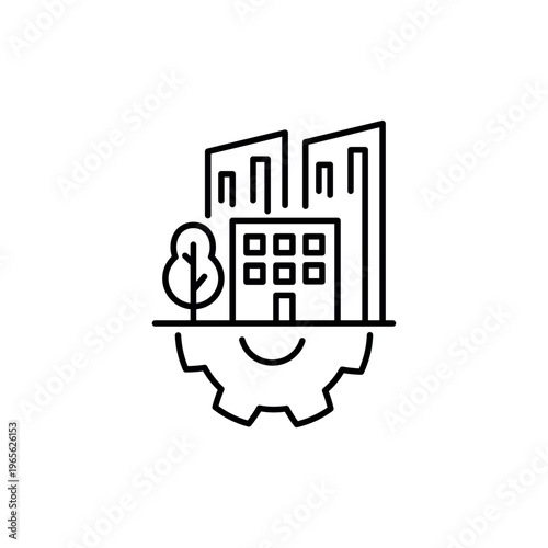 Urban development icon, simple flat style, illustration, logo sign symbol pictogram template